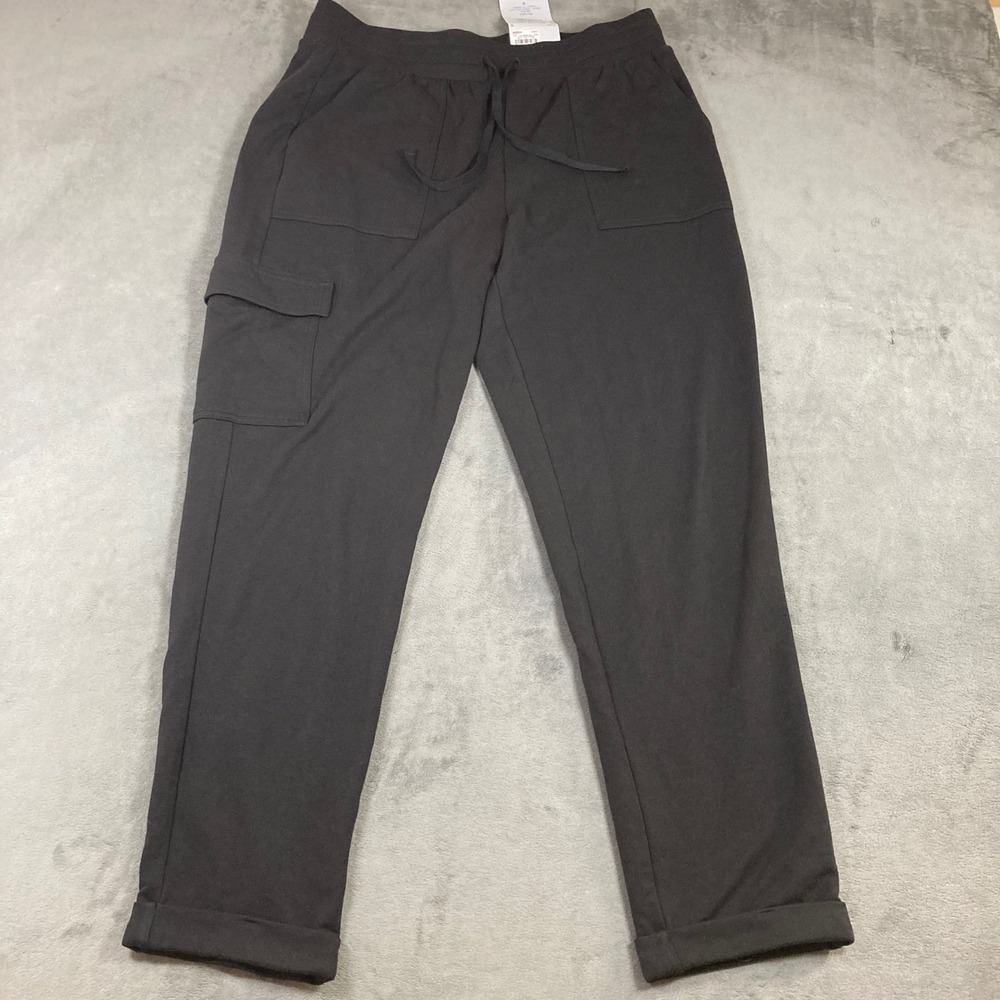 Croft & Barrow Womens Cargo Pants Mineral Black Mid Rise Straight Leg Size M NWT